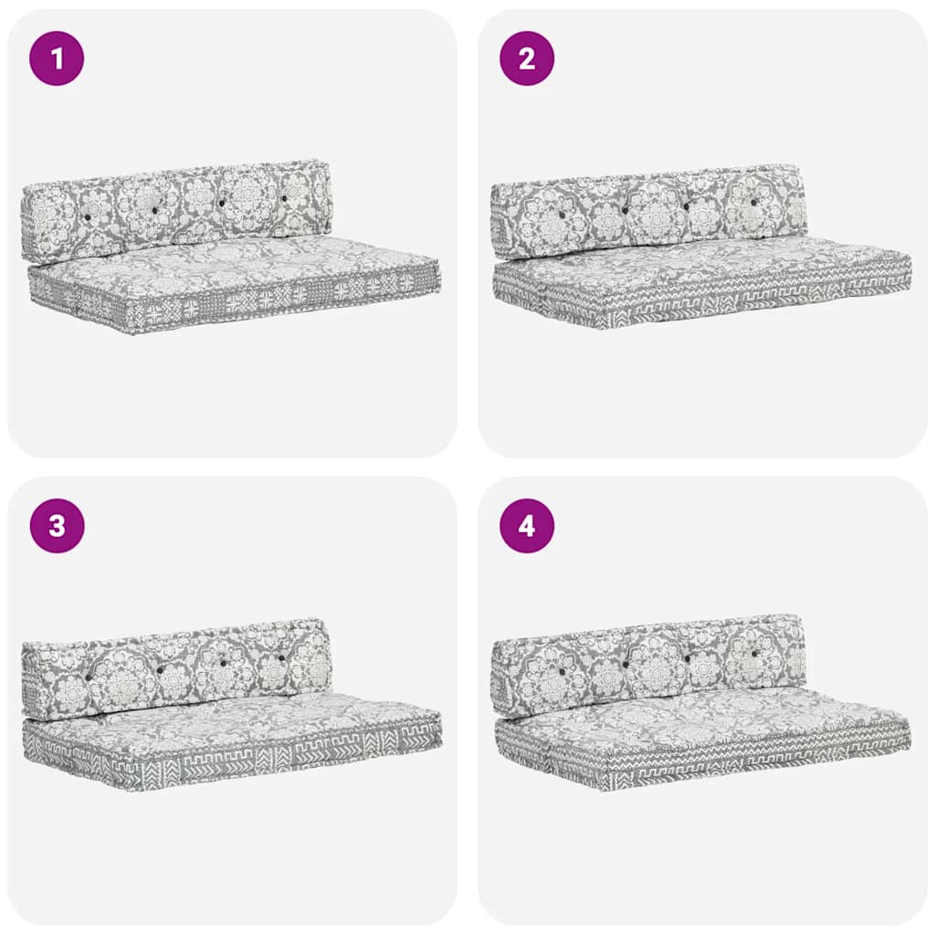 Pallet Sofa Cushion Light Grey Fabric Patchwork