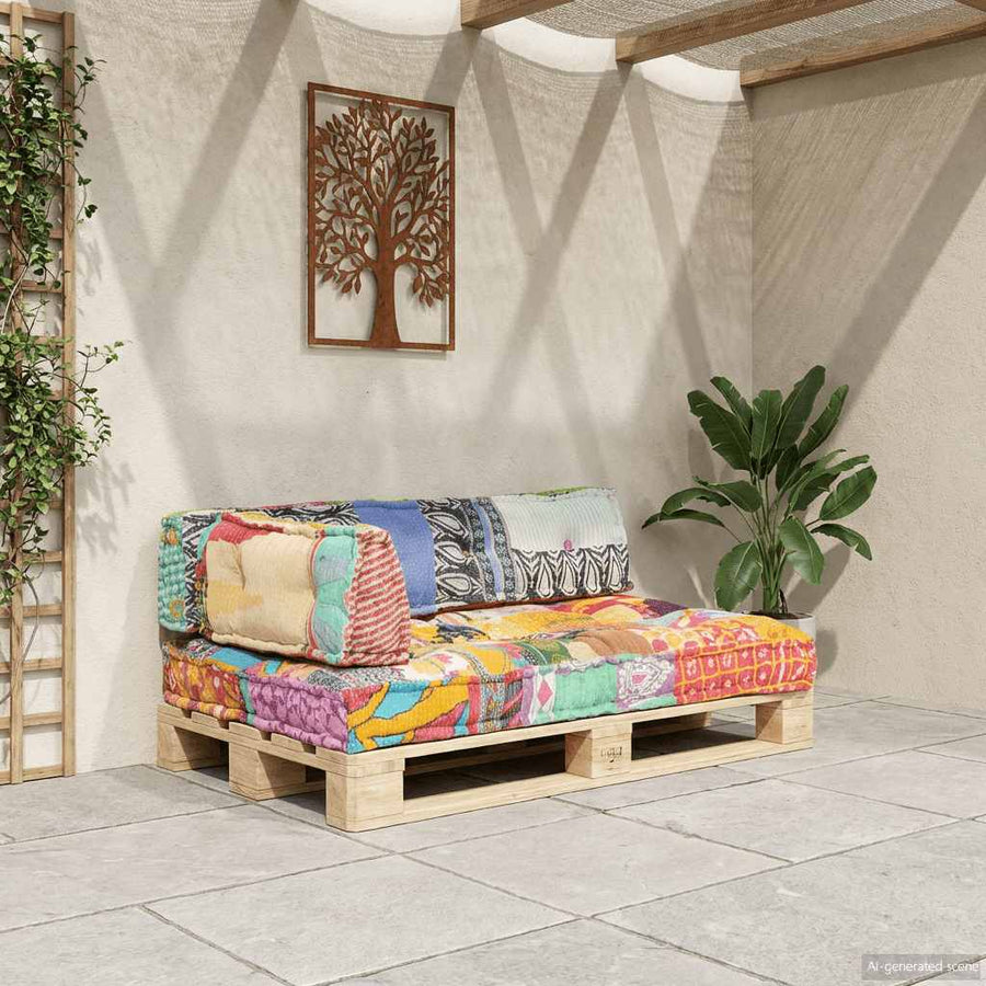 Pallet Sofa Cushion Multicolour Fabric Patchwork