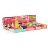 Pallet Sofa Cushion Multicolour Fabric Patchwork - 45-Degree Angle
