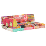 Pallet Sofa Cushion Multicolour Fabric Patchwork - Rear View