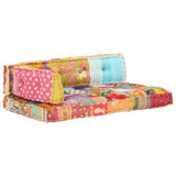 Pallet Sofa Cushion Multicolour Fabric Patchwork - Close-Up Angle
