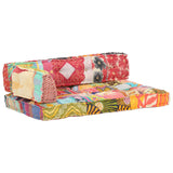 Pallet Sofa Cushion Multicolour Fabric Patchwork - Low Angle