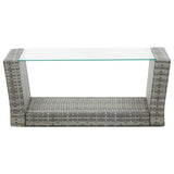 4 Piece Garden Lounge Set with Cushions Poly Rattan Grey