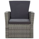 4 Piece Garden Lounge Set with Cushions Poly Rattan Grey
