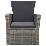 4 Piece Garden Lounge Set with Cushions Poly Rattan Grey - Side View