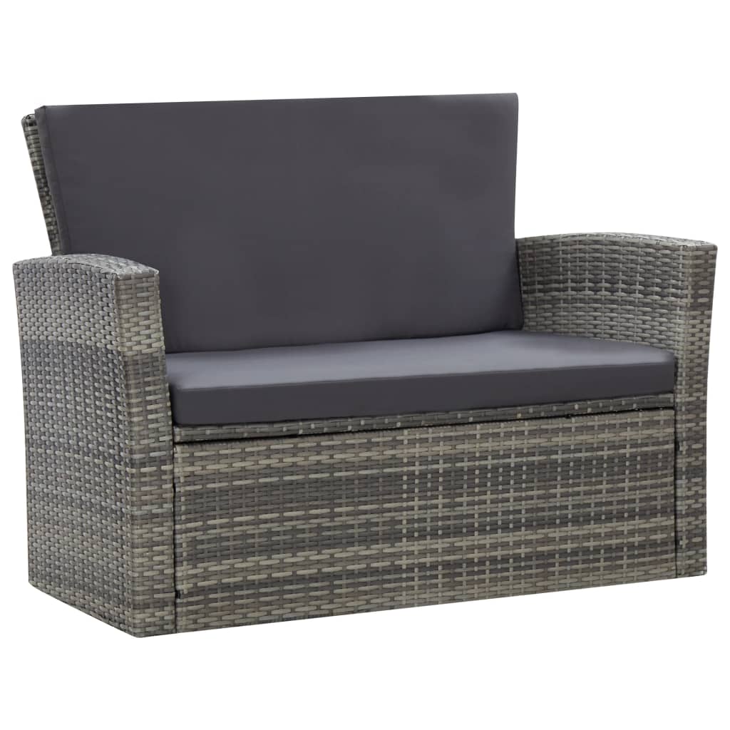4 Piece Garden Lounge Set with Cushions Poly Rattan Grey