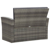 4 Piece Garden Lounge Set with Cushions Poly Rattan Grey - Low Angle