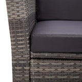4 Piece Garden Lounge Set with Cushions Poly Rattan Grey - Extra Image