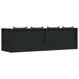 Garden Bed with Cushion and Pillow Poly Rattan Black