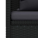 Garden Bed with Cushion and Pillow Poly Rattan Black