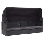Outdoor Sofa Bed with Canopy Poly Rattan Black