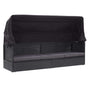 Outdoor Sofa Bed with Canopy Poly Rattan Black