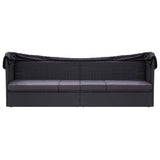 Outdoor Sofa Bed with Canopy Poly Rattan Black