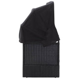 Outdoor Sofa Bed with Canopy Poly Rattan Black - Side View