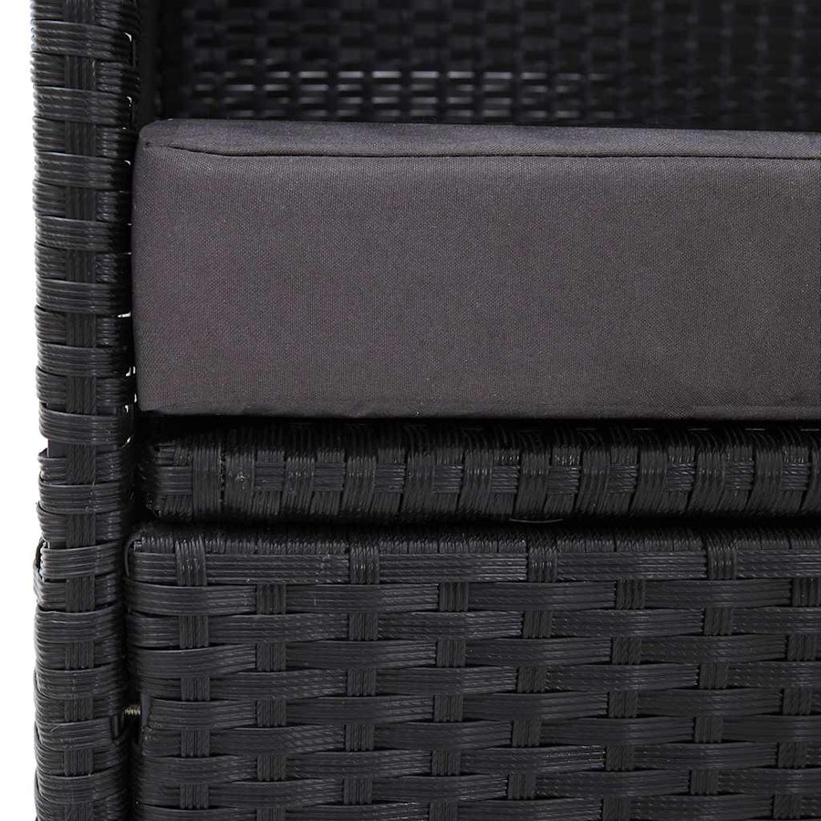 Outdoor Sofa Bed with Canopy Poly Rattan Black