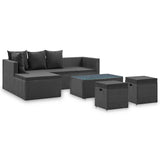 4 Piece Garden Lounge Set Black with Cushions Poly Rattan