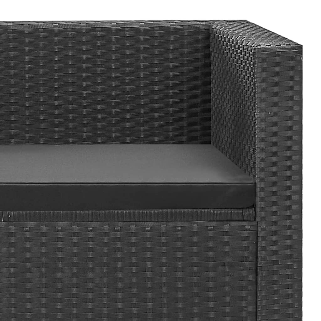 4 Piece Garden Lounge Set Black with Cushions Poly Rattan