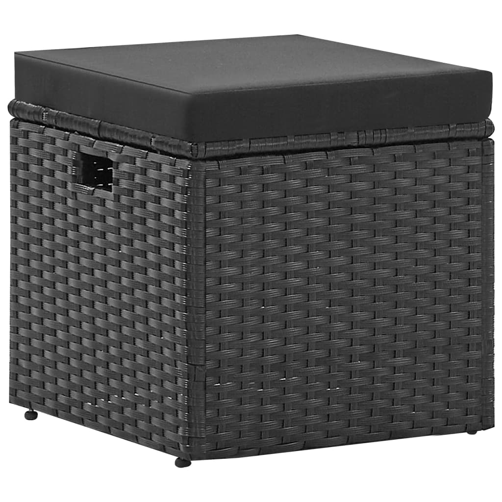 4 Piece Garden Lounge Set Black with Cushions Poly Rattan