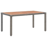 Garden Table Grey 150x90x75 cm Poly Rattan and Solid Acacia Wood