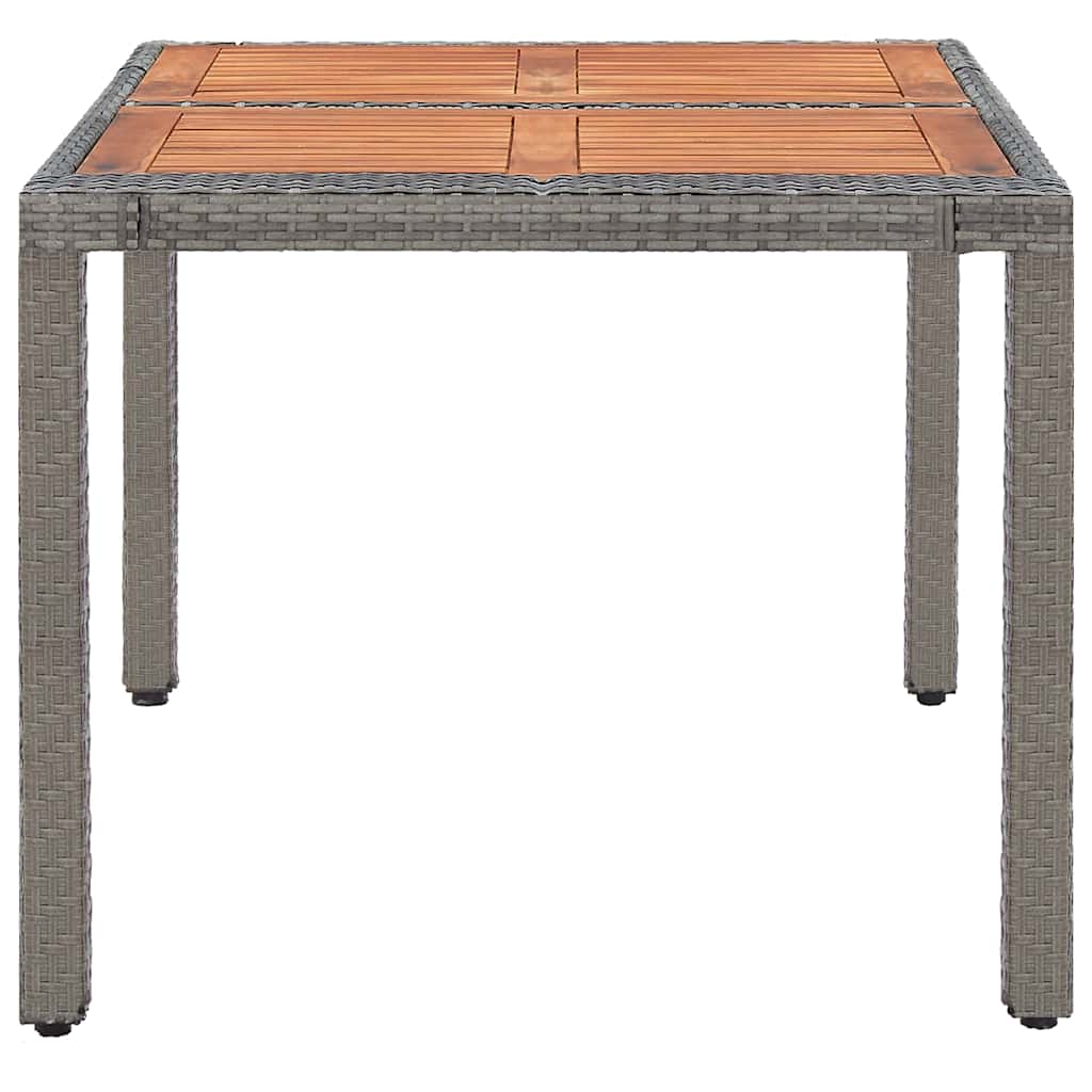 Garden Table Grey 150x90x75 cm Poly Rattan and Solid Acacia Wood