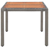 Garden Table Grey 150x90x75 cm Poly Rattan and Solid Acacia Wood