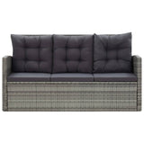 5 Piece Outdoor Dining Set with Cushions Poly Rattan Grey - Close-Up Angle