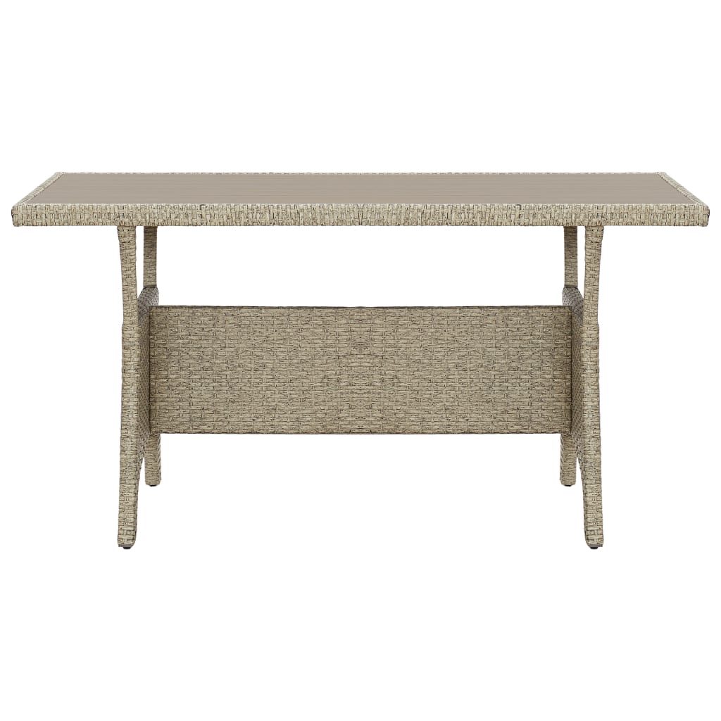 Garden Table Grey 130x70x66 cm Poly Rattan