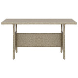 Garden Table Grey 130x70x66 cm Poly Rattan - Front View