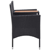 2-Seater Garden Bench with Tea Table 143 cm Poly Rattan Black - Side View
