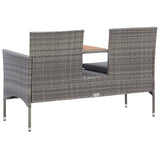 2-Seater Garden Bench with Tea Table 143 cm Poly Rattan Grey - Top-Down View