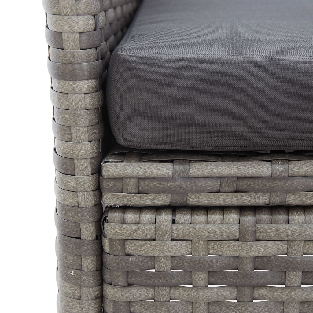 2-Seater Garden Bench with Tea Table 143 cm Poly Rattan Grey