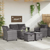 6 Piece Garden Sofa Set with Cushions Poly Rattan Dark Grey - Side View