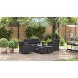 6 Piece Garden Sofa Set with Cushions Poly Rattan Black - Top-Down View