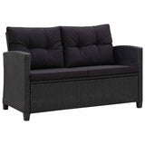 6 Piece Garden Sofa Set with Cushions Poly Rattan Black - 45-Degree Angle
