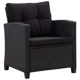 6 Piece Garden Sofa Set with Cushions Poly Rattan Black - Rear View