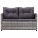 2-Seater Garden Sofa with Cushions Grey 124 cm Poly Rattan - Side View