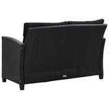 2-Seater Garden Sofa with Cushions Black 124 cm Poly Rattan - Top-Down View