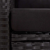 2-Seater Garden Sofa with Cushions Black 124 cm Poly Rattan - Rear View
