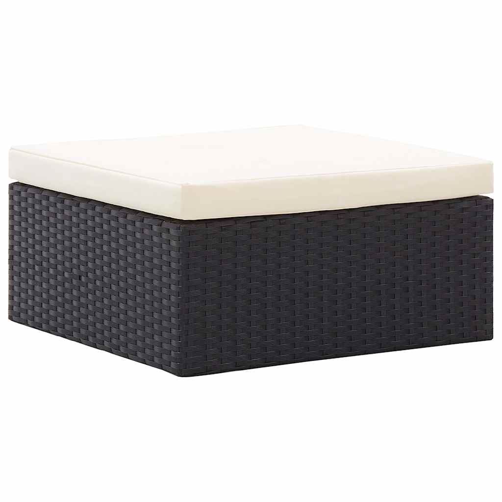 Garden Lounge Bed with Roof Black Poly Rattan