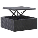 Garden Lounge Bed with Roof Black Poly Rattan