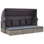 Garden Lounge Bed with Roof Mixed Grey Poly Rattan