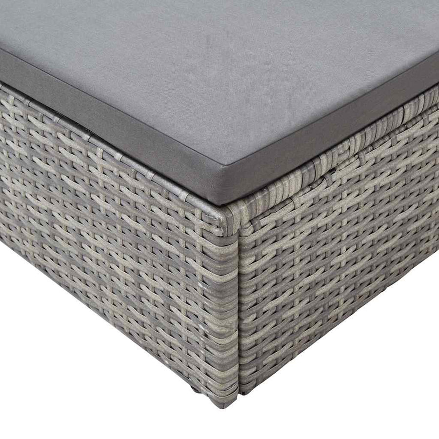 Garden Lounge Bed with Roof Mixed Grey Poly Rattan