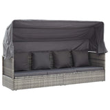Garden Lounge Bed with Roof Mixed Grey Poly Rattan - Top-Down View