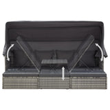 Garden Lounge Bed with Roof Mixed Grey Poly Rattan