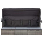 Garden Lounge Bed with Roof Mixed Grey Poly Rattan
