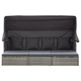 Garden Lounge Bed with Roof Mixed Grey Poly Rattan - Close-Up Angle