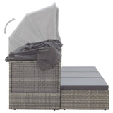Garden Lounge Bed with Roof Mixed Grey Poly Rattan - Extra Image