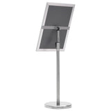 A3 Pedestal Poster Stand Silver Aluminium Alloy - Close-Up Angle