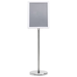 A4 Pedestal Poster Stand Silver Aluminium Alloy - Front View