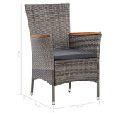 9 Piece Garden Dining Set with Cushions Poly Rattan Grey - Extra Image
